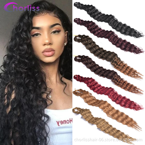Wholesale Natural Ombre Curly Water Wave Crochet Braids Hair Pre Stretched 30 Inches New Deep Wave Synthetic Hair Extensions
